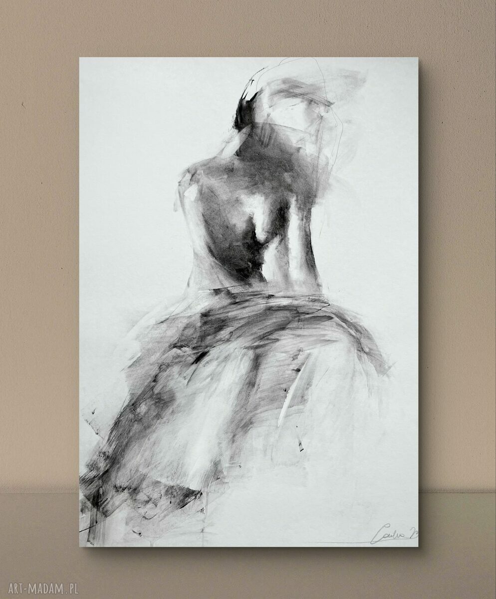 Szkic Kobiety - 50x70, czarno-biała grafika do sypialni