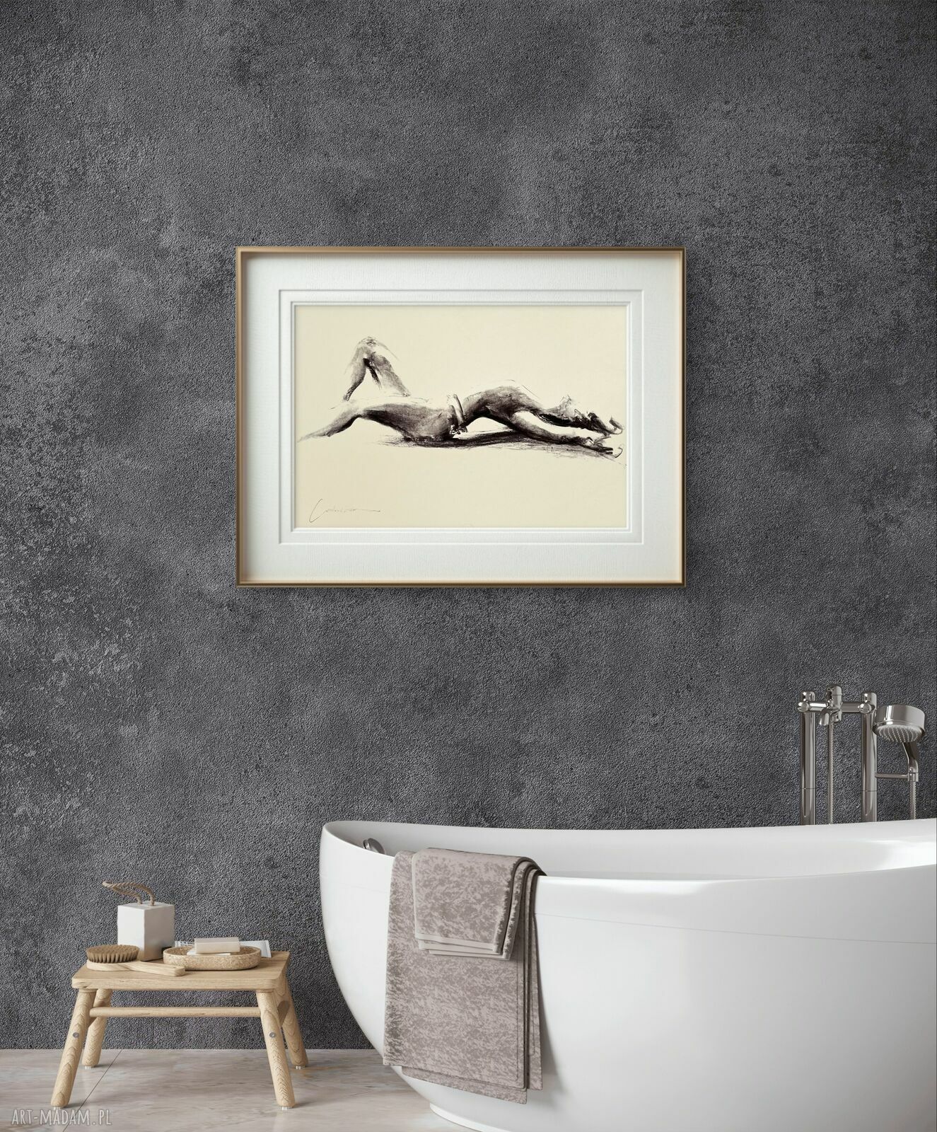 Szkic Kobiety 50x70 - grafika z węgla na białym papierze