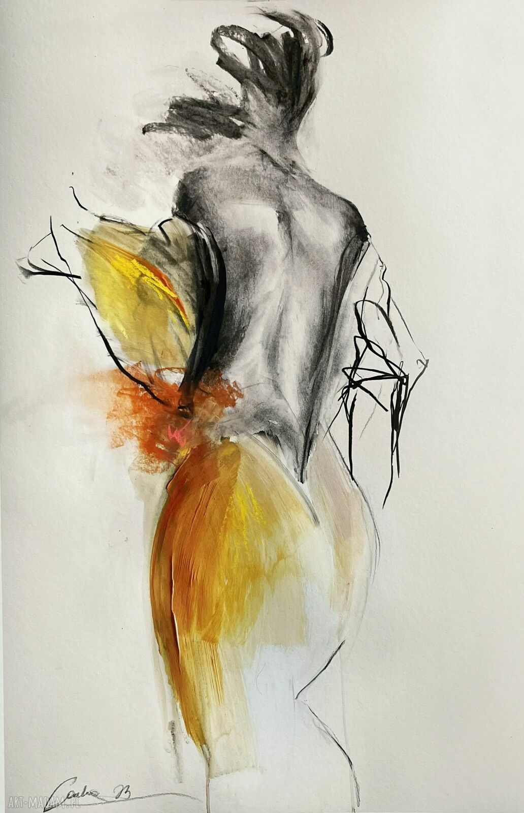 Szkic kobiety 50x76 cm - autorska grafika Giclee do sypialni i salonu