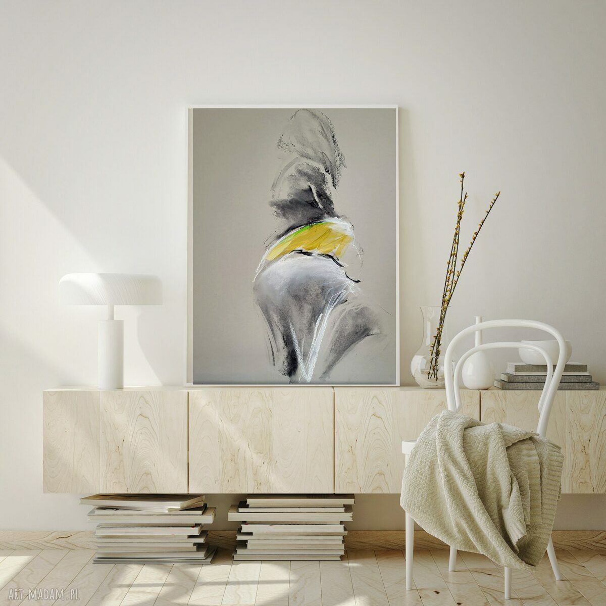 Szkic kobiety 50x70 cm - węgiel i farby na papierze