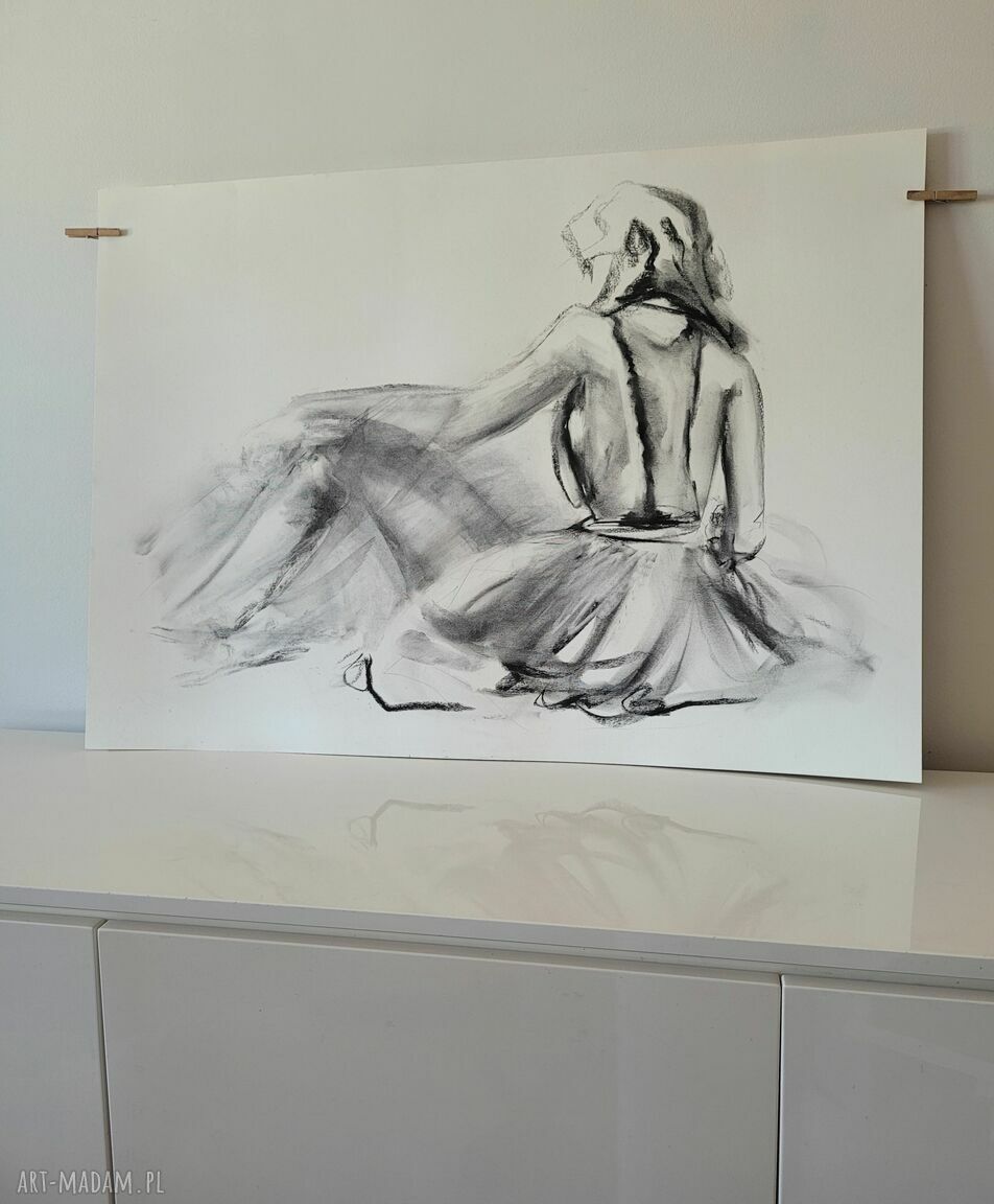 Czarno-biały szkic kobiety 100x70 cm - duża grafika