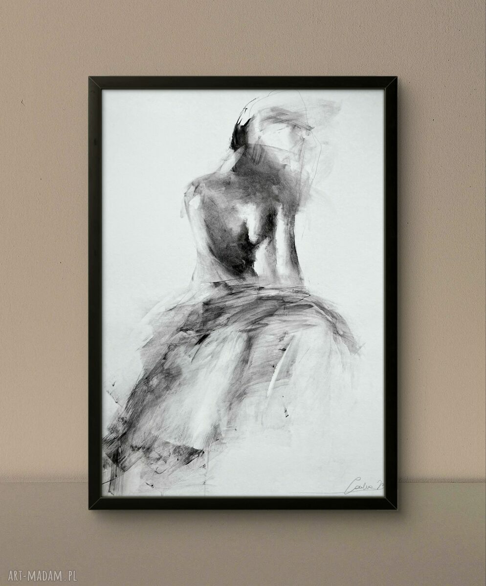 Szkic Kobiety - 50x70, czarno-biała grafika do sypialni