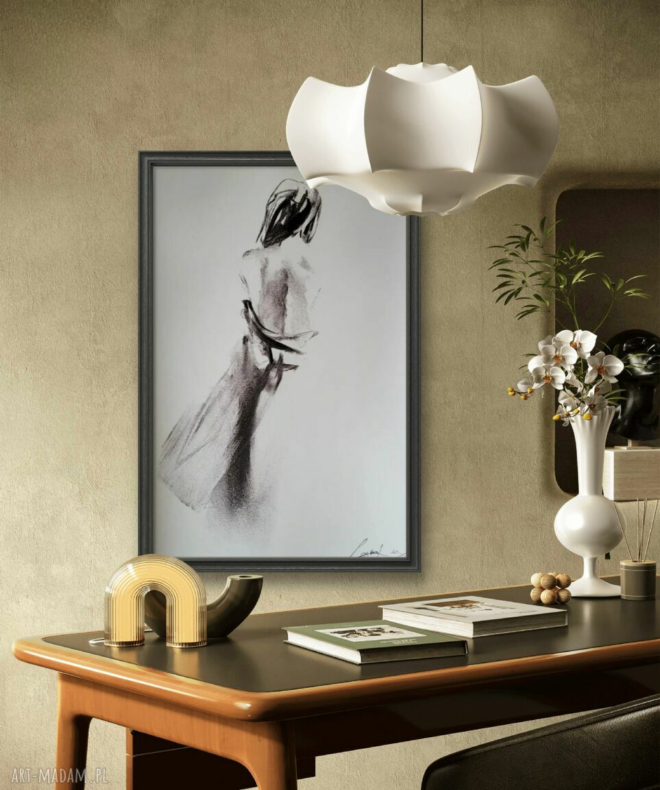 Szkic Kobiety 50x70 - minimalistyczny obraz czarno-biały do salonu