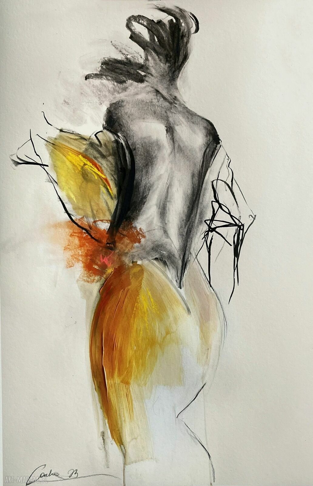 Szkic kobiety 50x76 cm - autorska grafika Giclee do sypialni i salonu