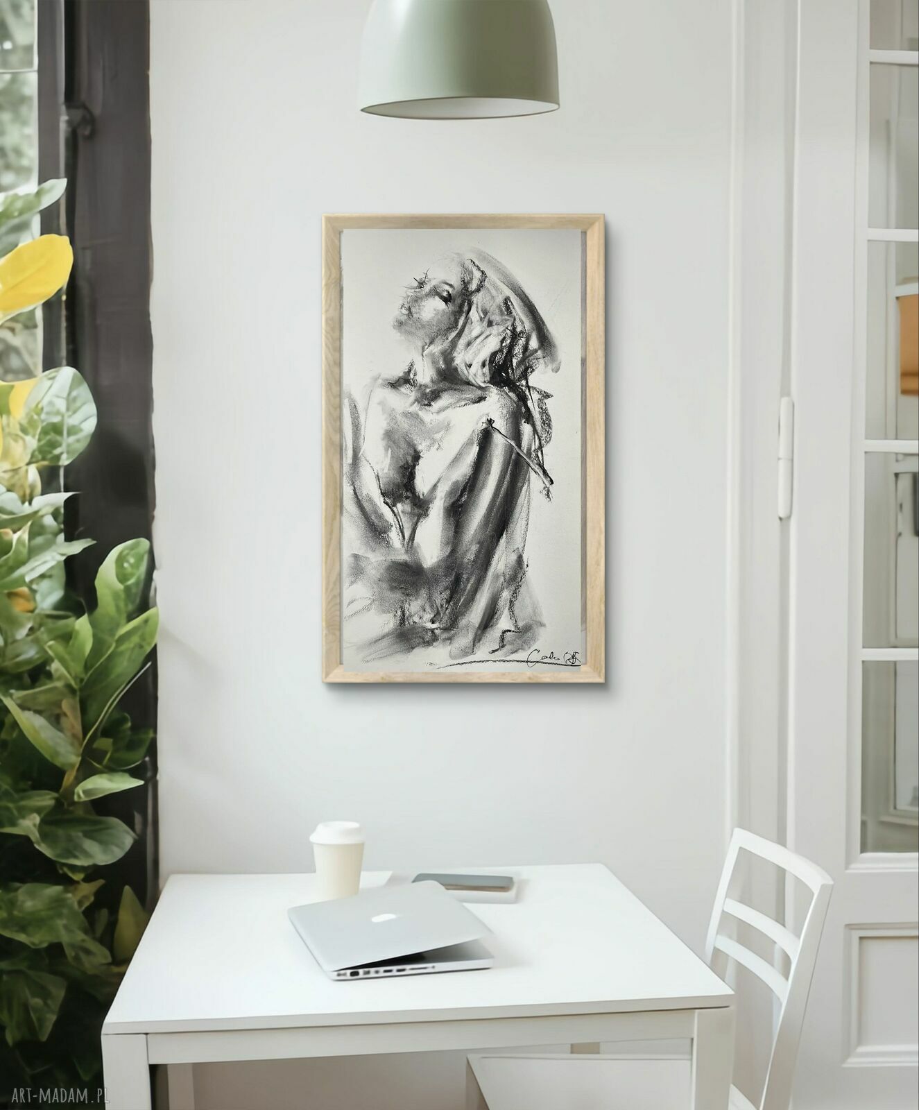 Szkic Kobiety - 70x35 cm (rysunek węglem na papierze)