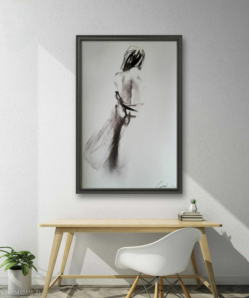 Szkic Kobiety 50x70 - minimalistyczny obraz czarno-biały do salonu