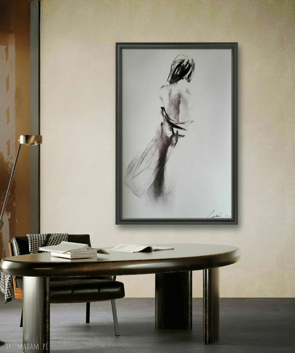 Szkic Kobiety 50x70 - minimalistyczny obraz czarno-biały do salonu