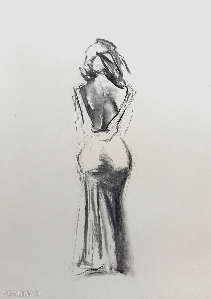 Szkic kobiety 45x35 - obraz węglem do salonu