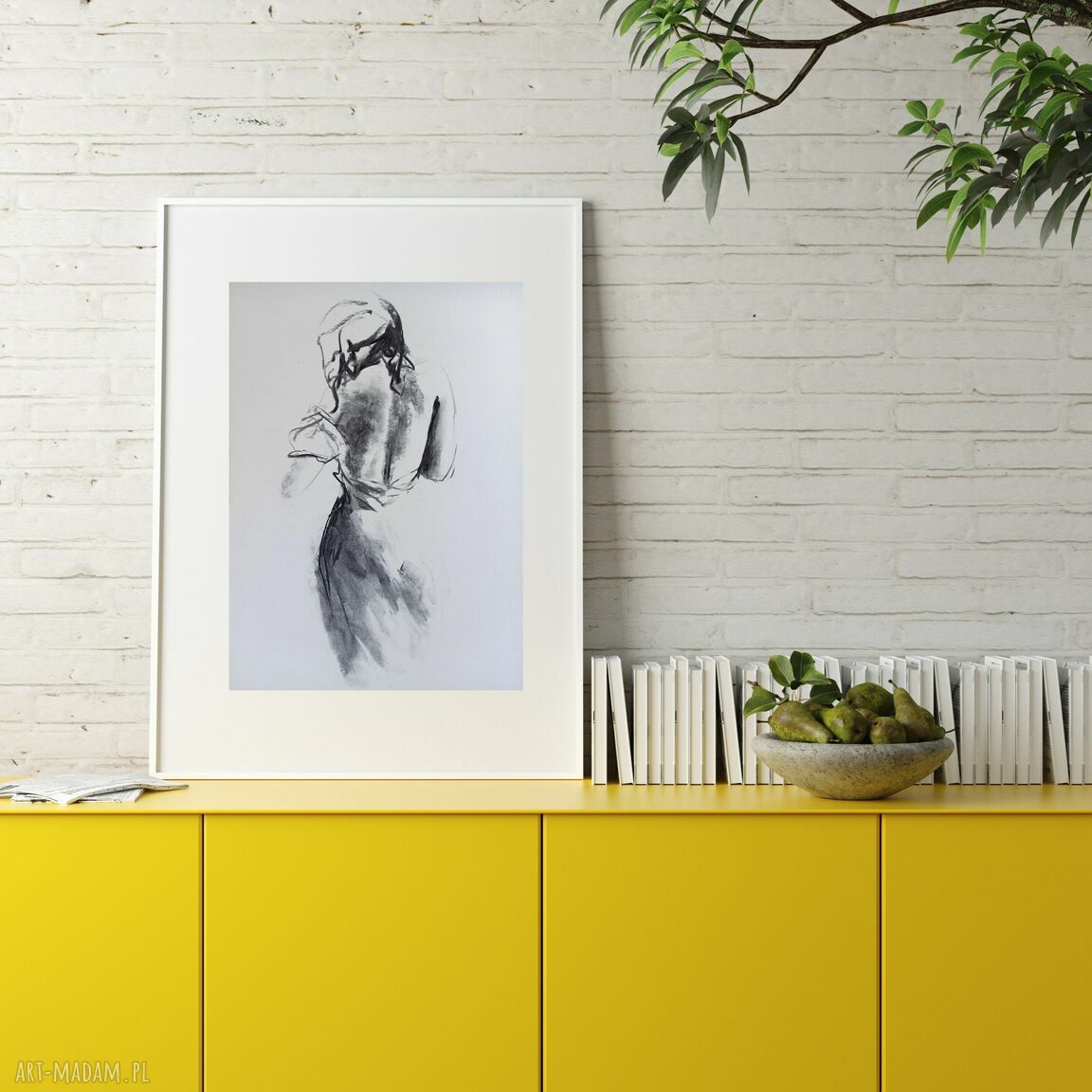 Szkic kobiety 30x40 - obraz z węgla do salonu