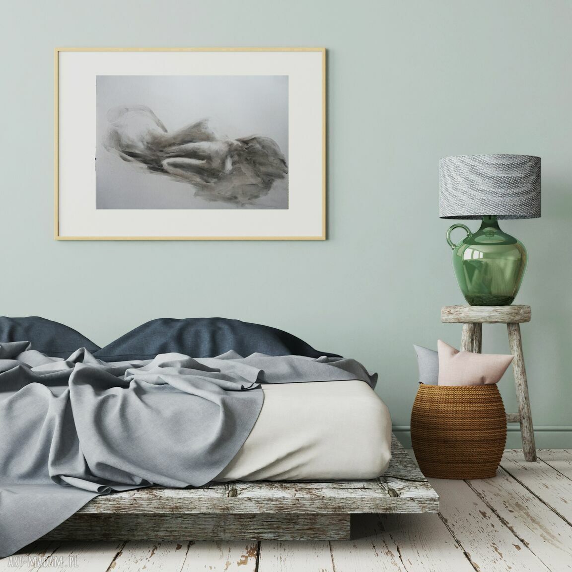 Szkic kobiety - obraz do sypialni 39x57 cm w technice węgla
