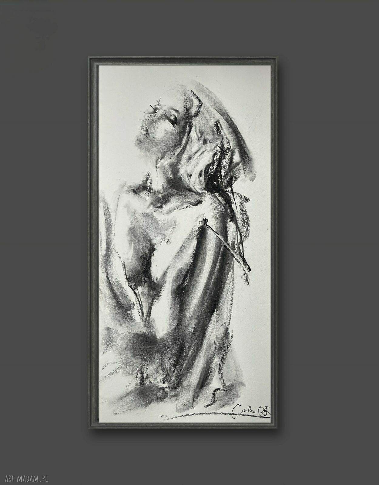 Szkic Kobiety - 70x35 cm (rysunek węglem na papierze)