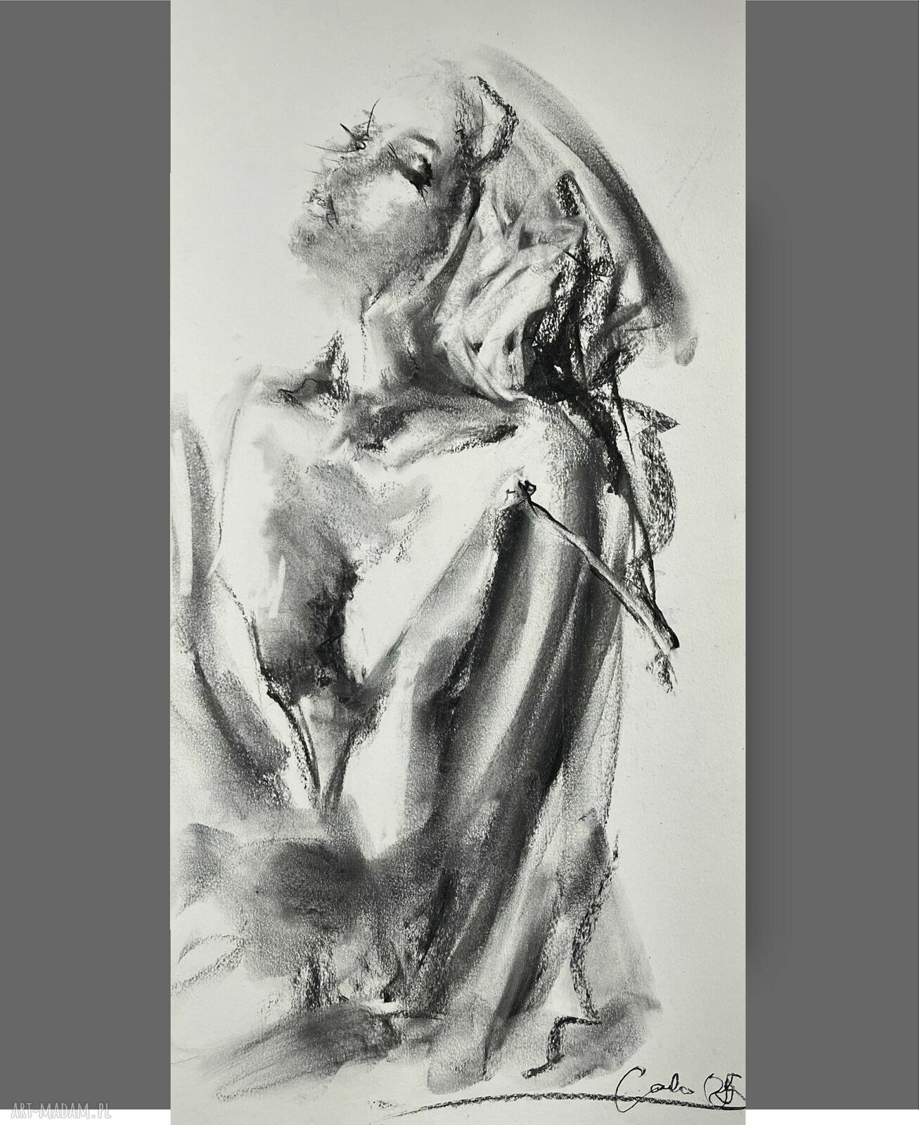 Szkic Kobiety - 70x35 cm (rysunek węglem na papierze)