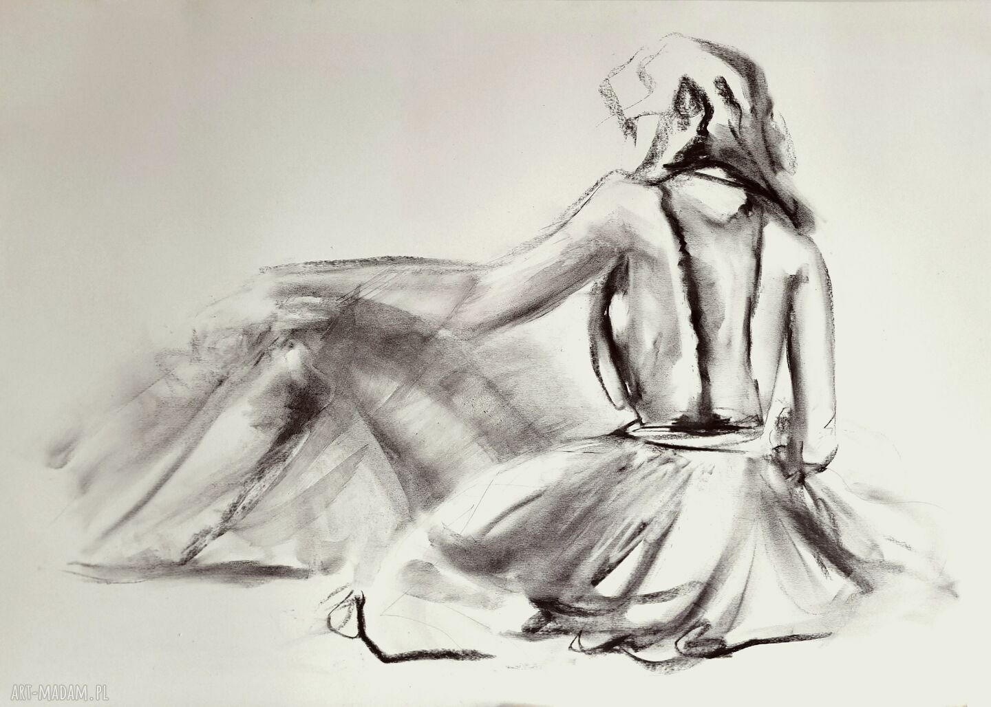 Czarno-biały szkic kobiety 100x70 cm - duża grafika