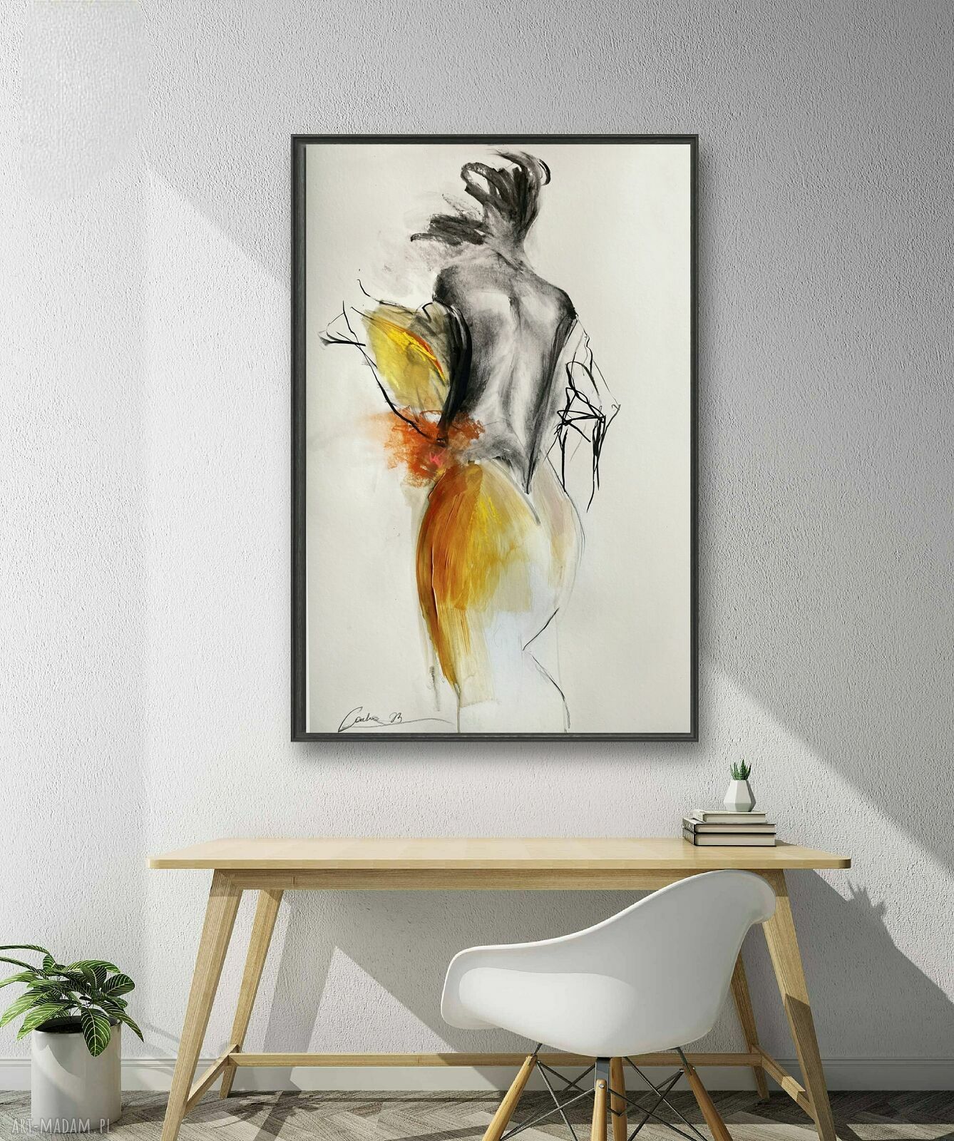 Szkic kobiety 50x76 cm - autorska grafika Giclee do sypialni i salonu