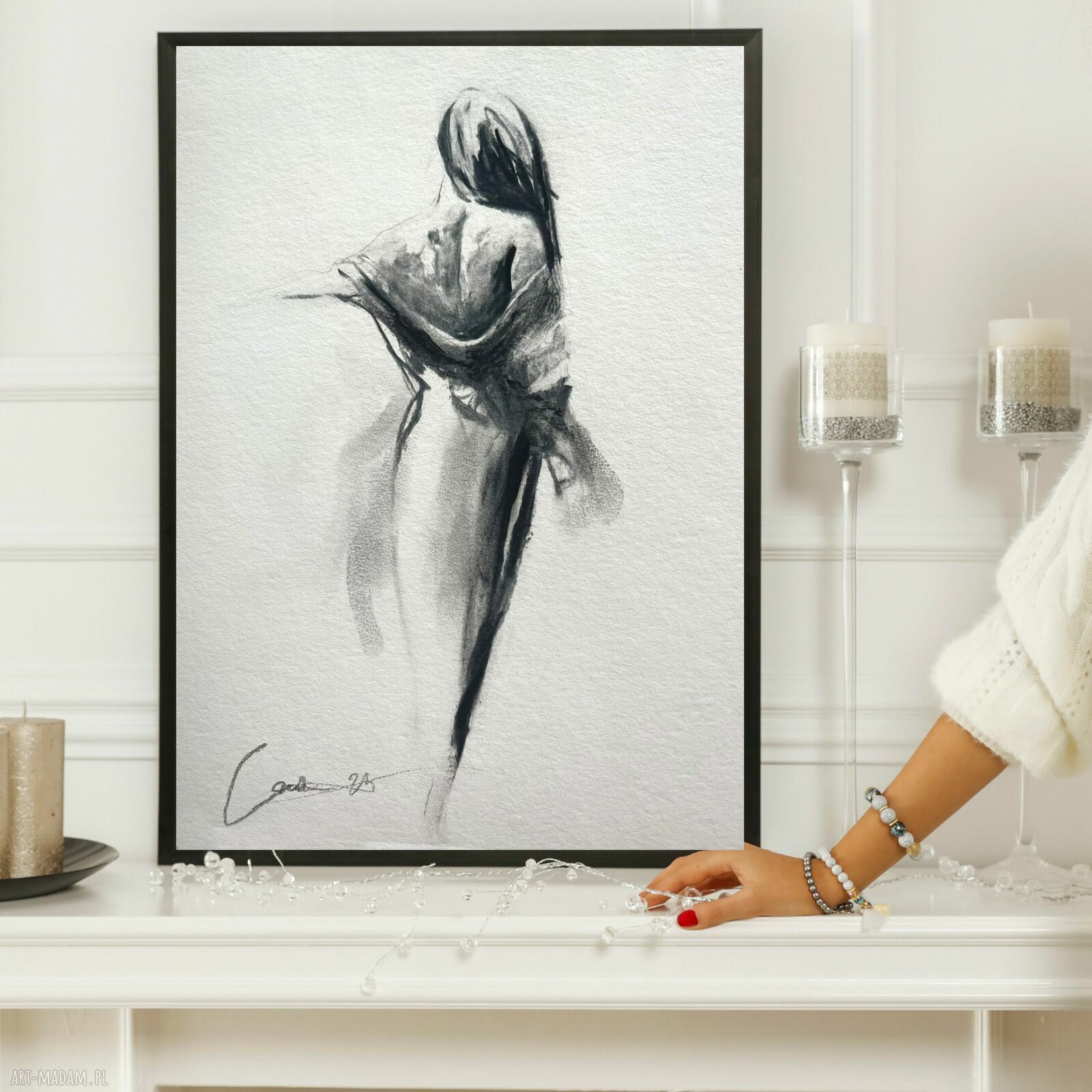 Szkic kobiety 30x42 cm - minimalistyczna grafika do wnętrza