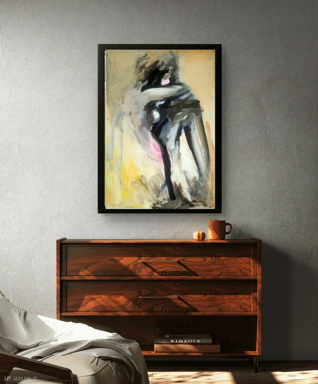 Szkic Kobiety - 50x70 pastelowy obraz akrylowy do sypialni
