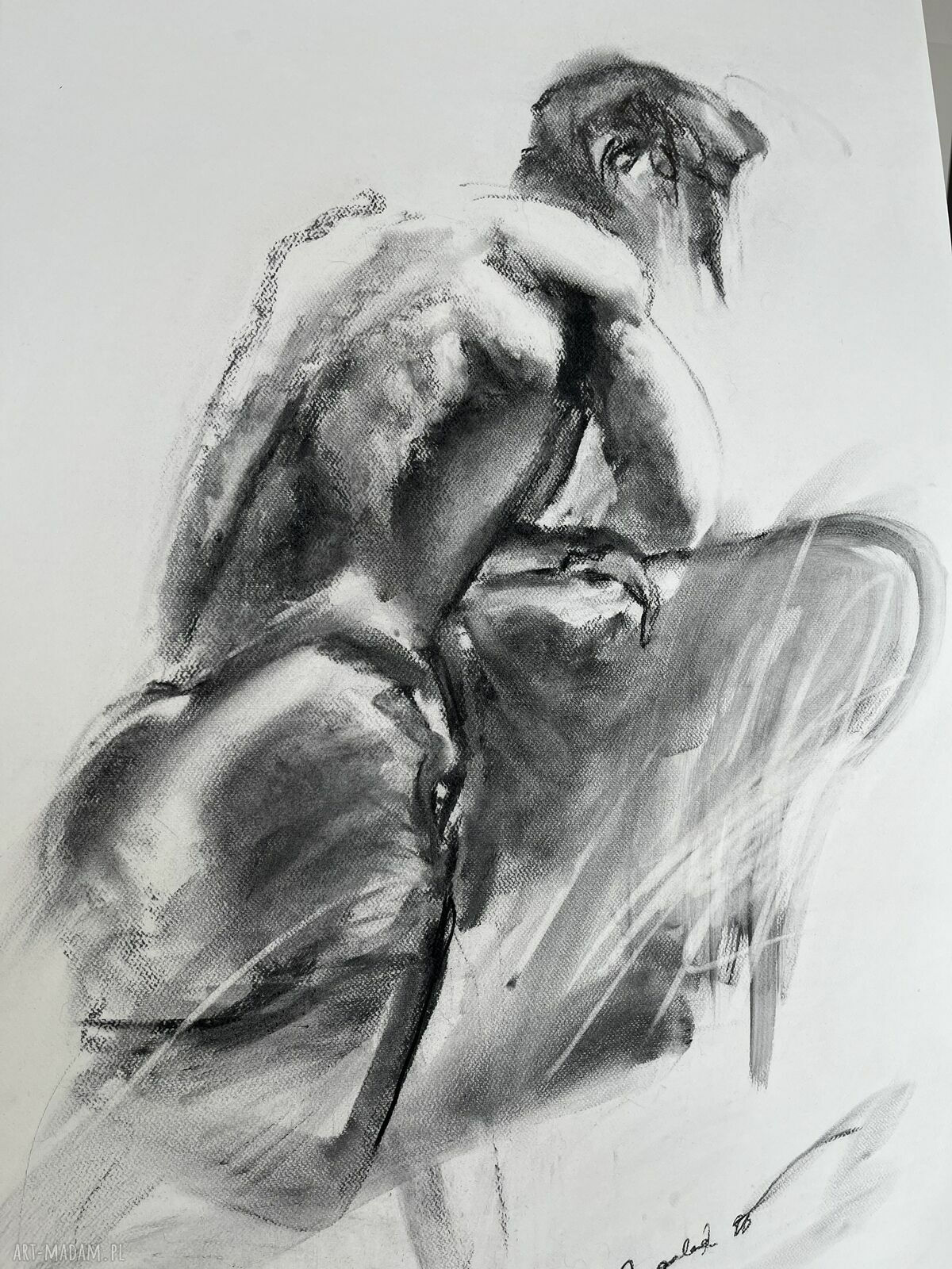 Szkic Mężczyzny 100x70 - obraz węglem na papierze