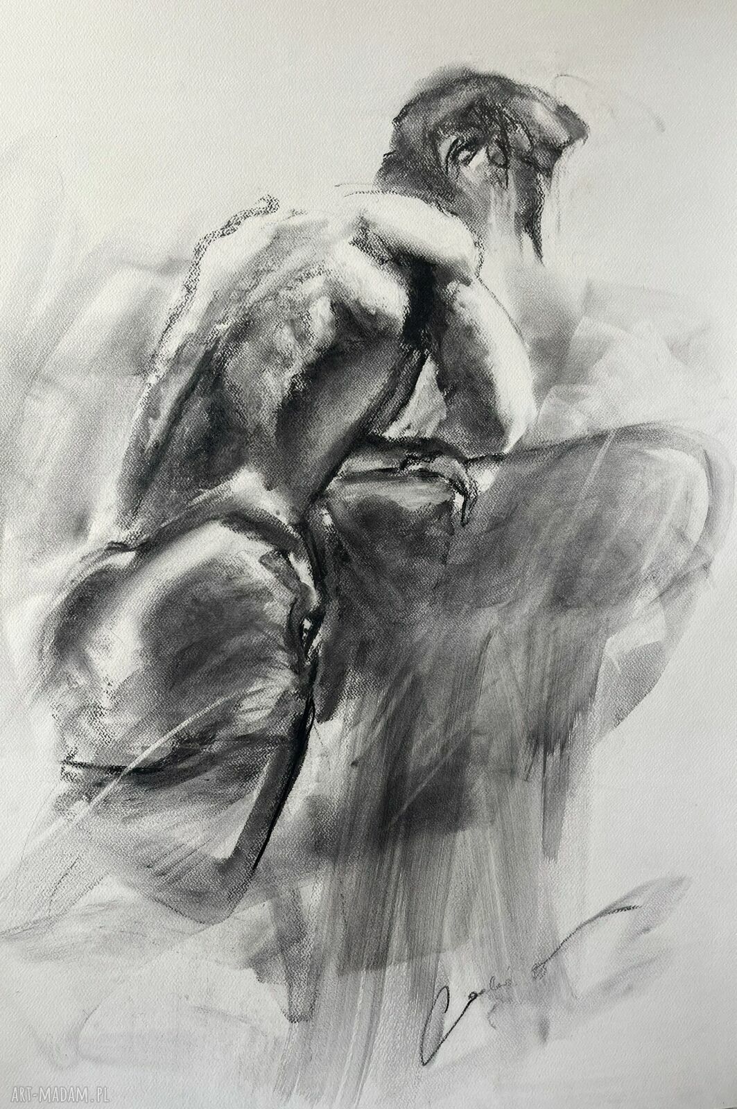 Szkic mężczyzny 100x70 - czarno-biały obraz do sypialni