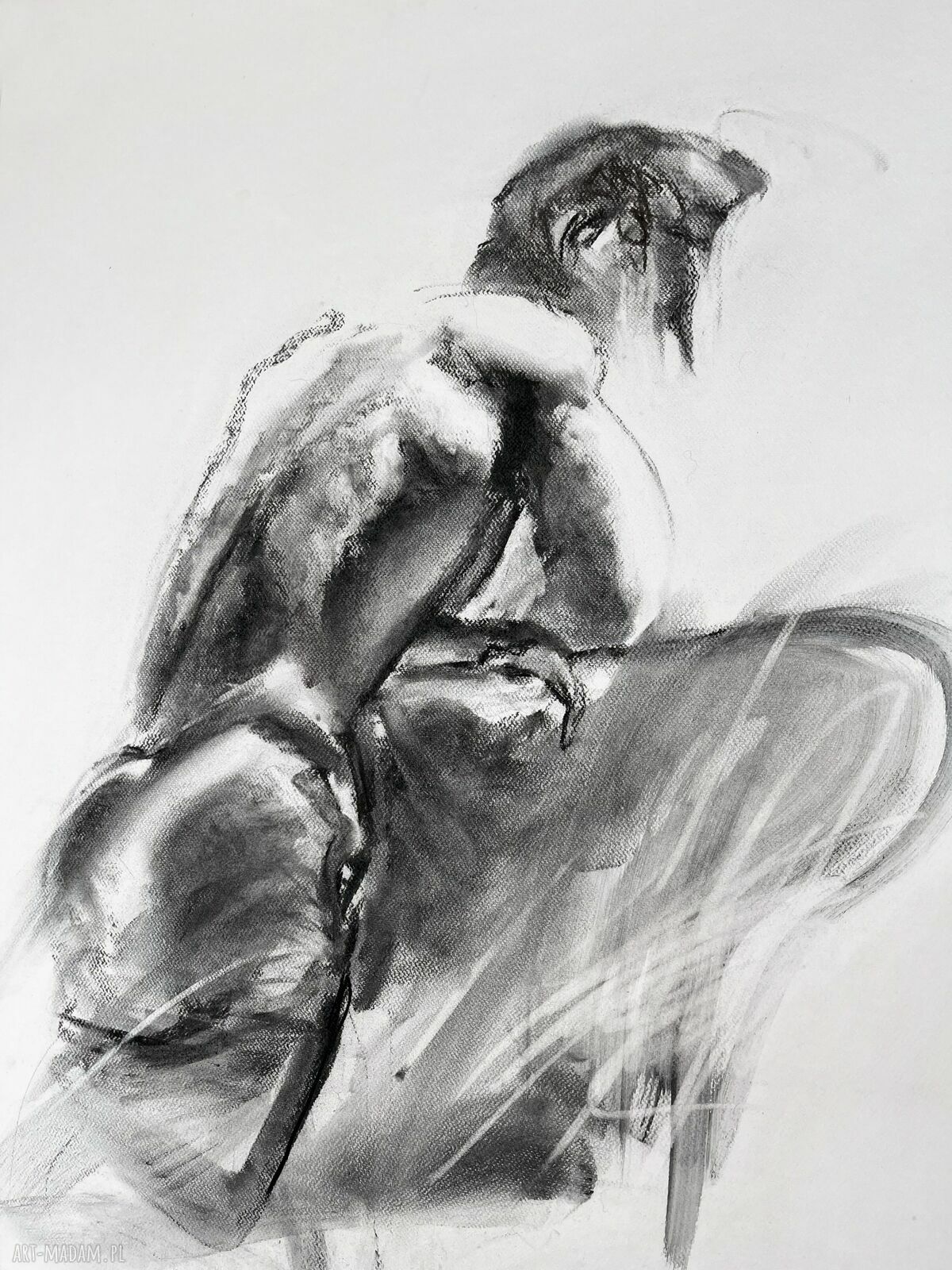 Szkic Mężczyzny 100x70 - obraz węglem na papierze