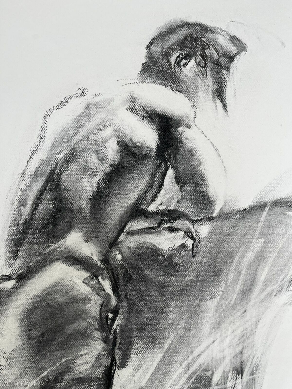 Szkic Mężczyzny 100x70 - obraz węglem na papierze