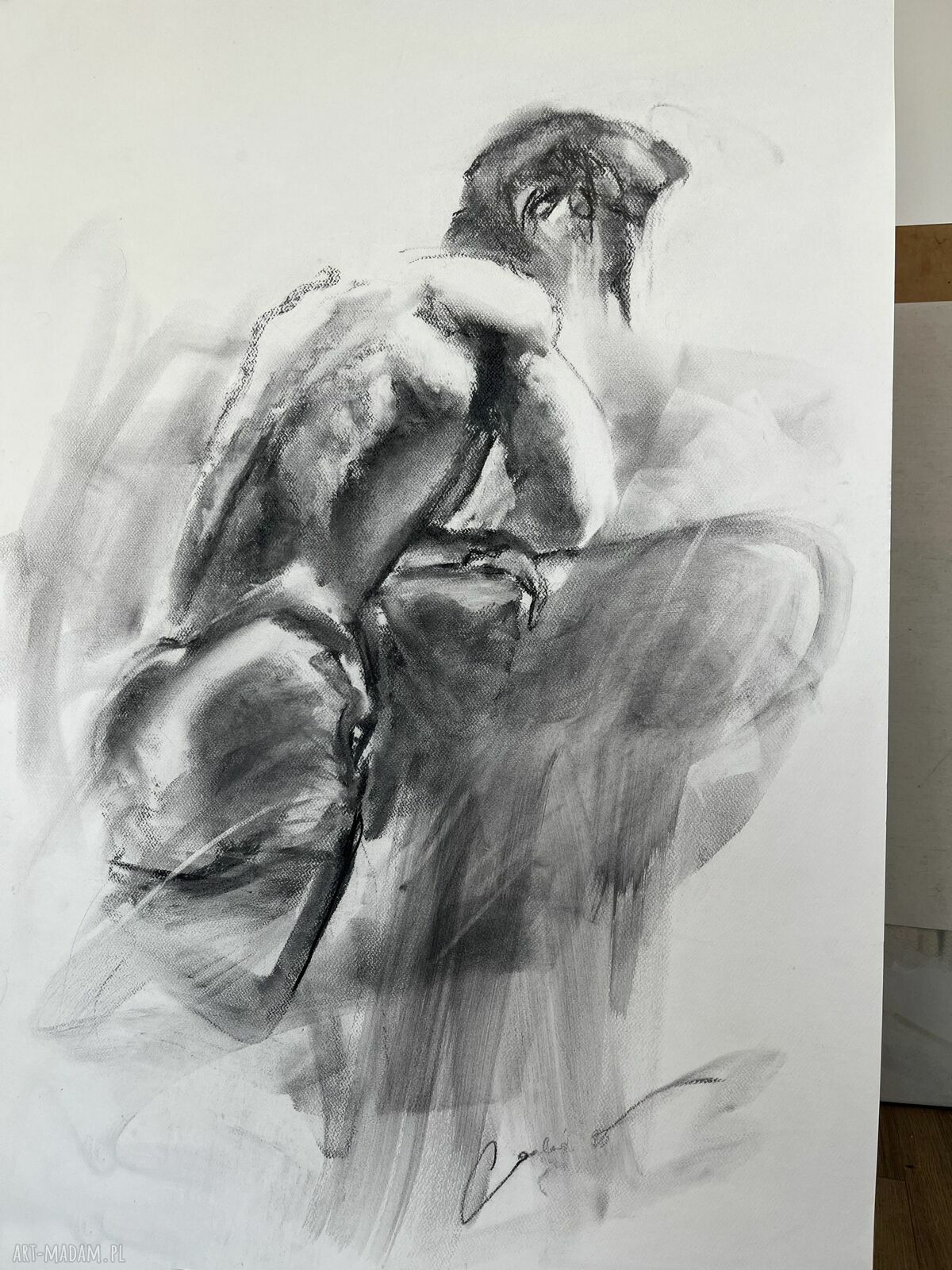 Szkic mężczyzny 100x70 - czarno-biały obraz do sypialni