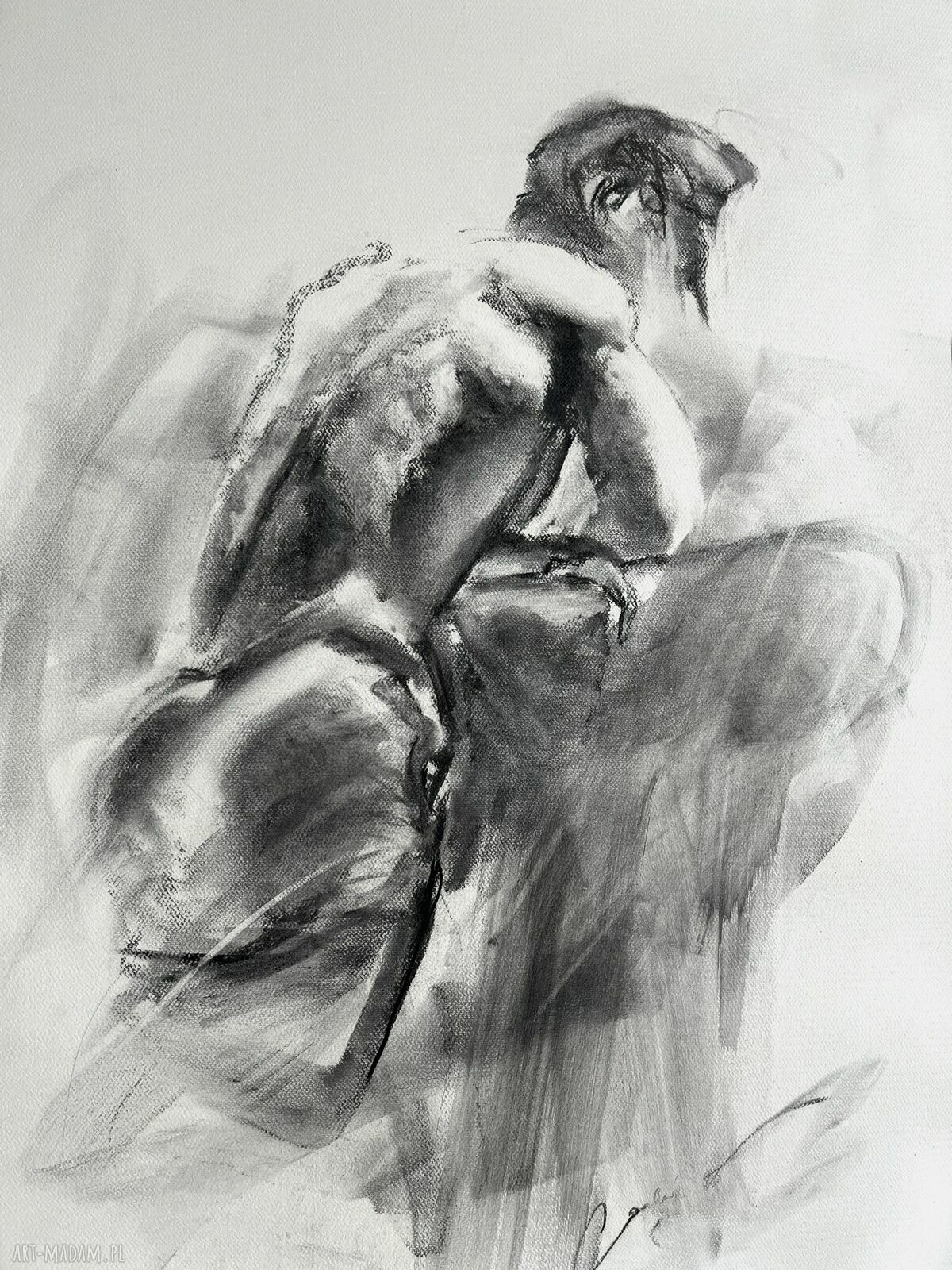 Szkic mężczyzny 100x70 - czarno-biały obraz do sypialni