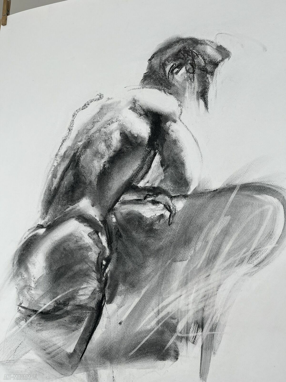 Szkic Mężczyzny 100x70 - obraz węglem na papierze