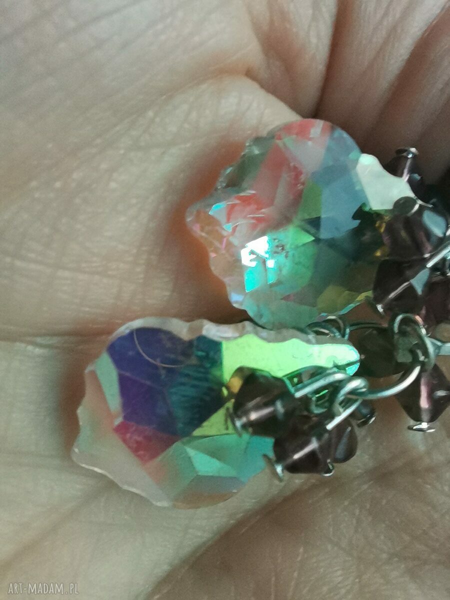 Lekkie kolczyki etno boho z holograficznymi szkielkami