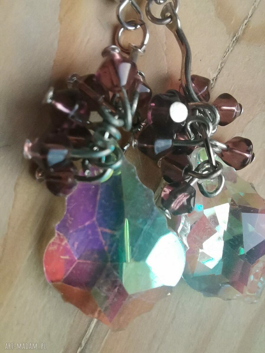 Lekkie kolczyki etno boho z holograficznymi szkielkami
