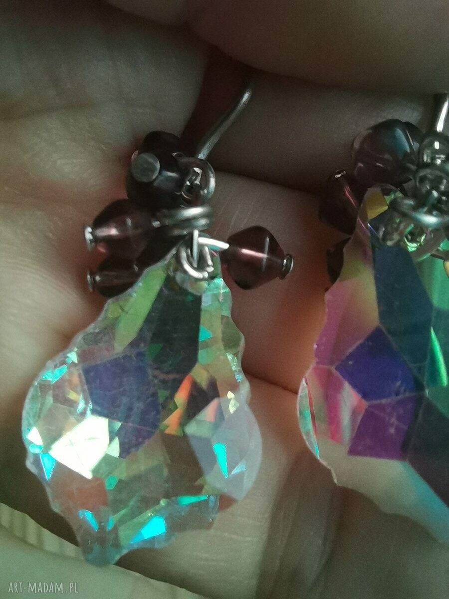 Lekkie kolczyki etno boho z holograficznymi szkielkami