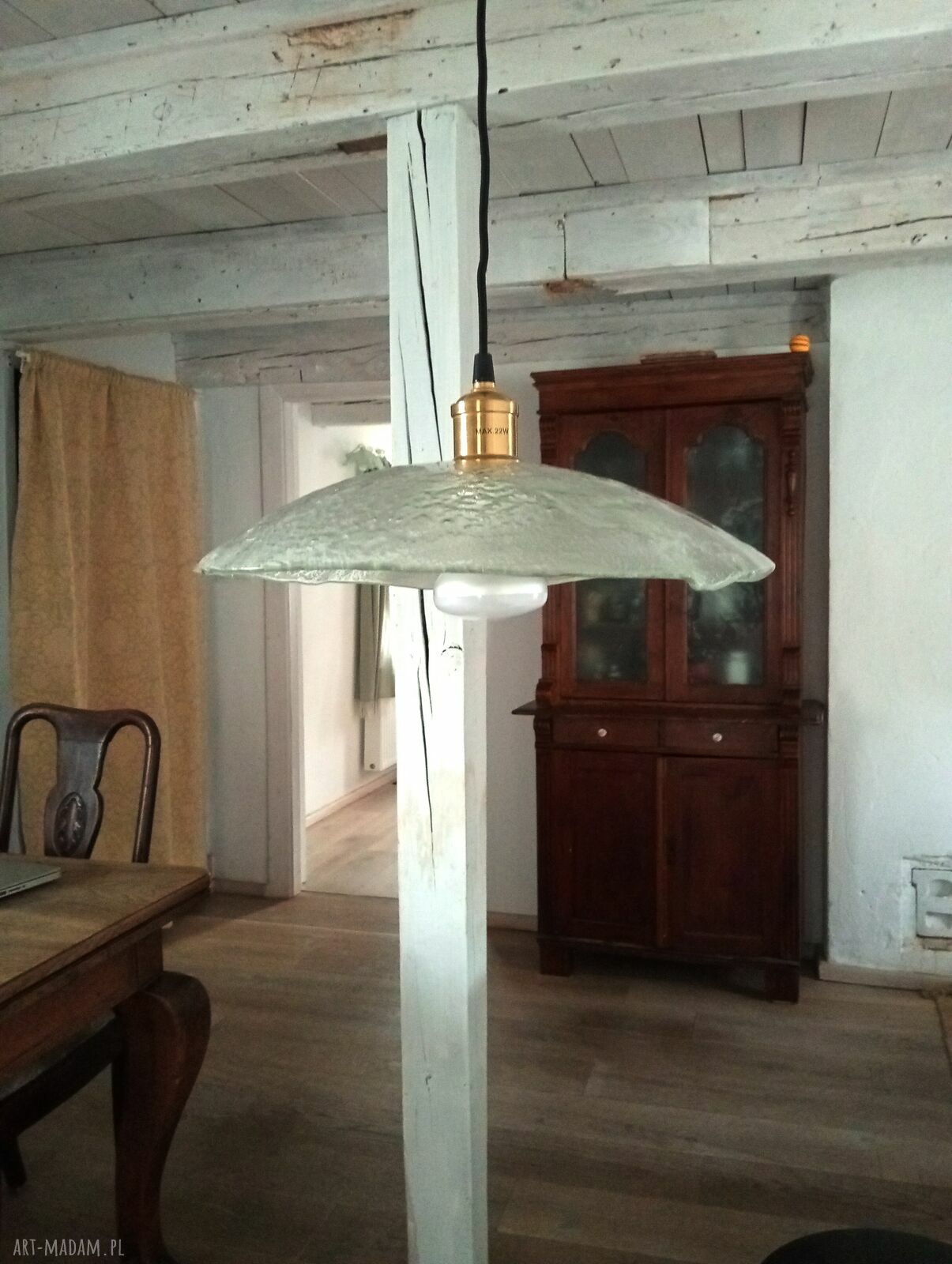 Ręcznie robiona szklana lampa wisząca - klosz 40 cm