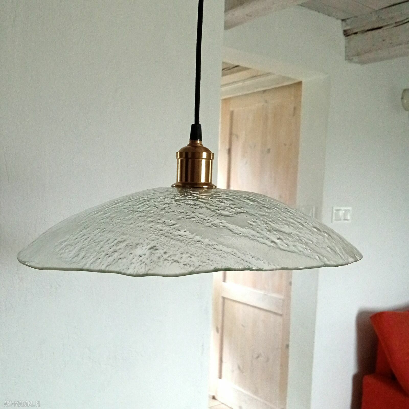 Ręcznie robiona szklana lampa wisząca - klosz 40 cm
