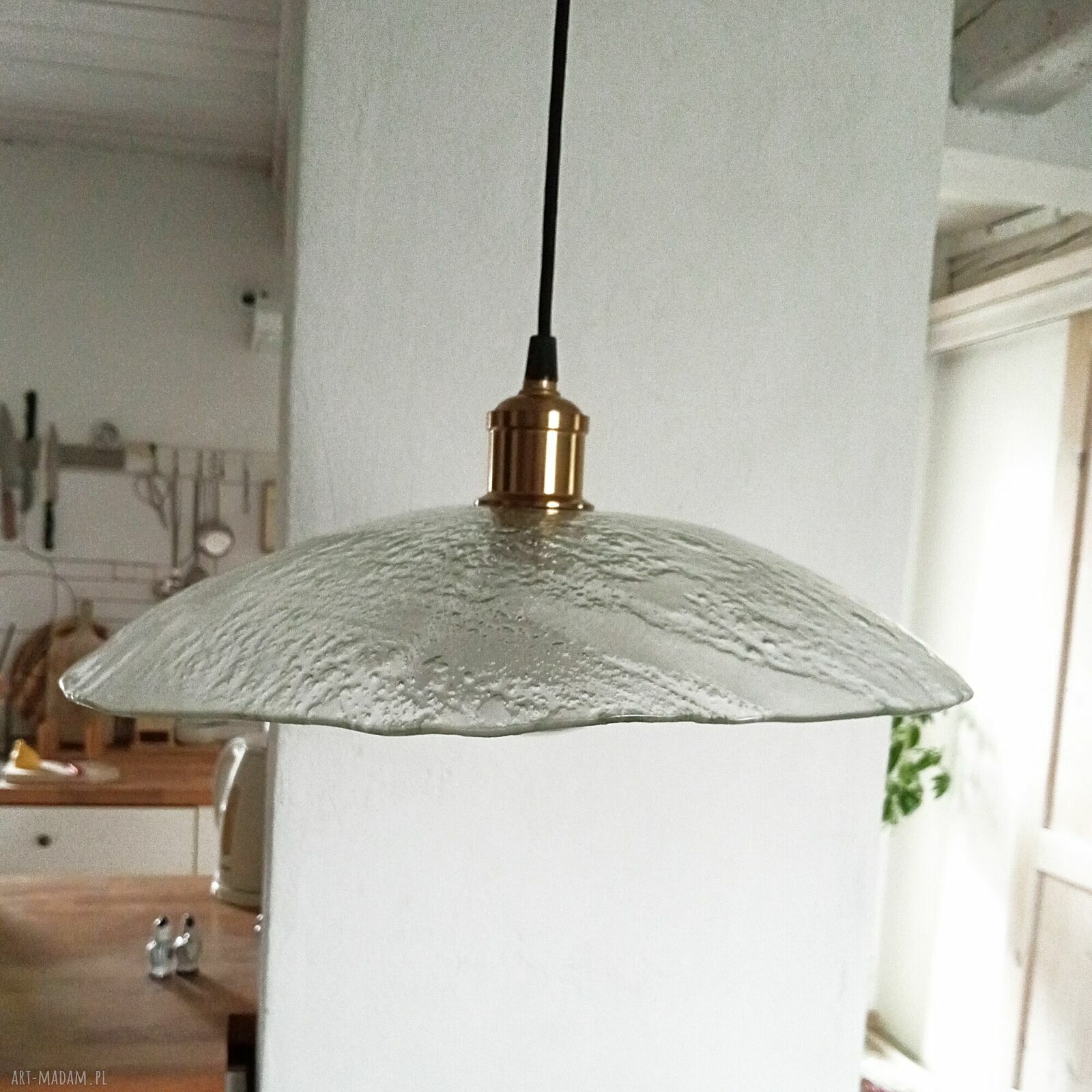 Ręcznie robiona szklana lampa wisząca - klosz 40 cm