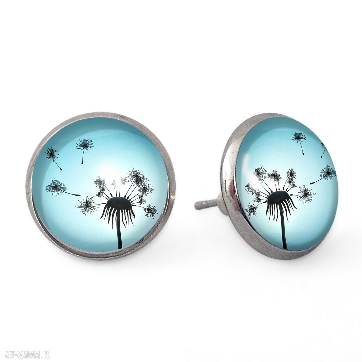 Dmuchawce kolczyki sztyfty wkrętki dmuchawiec szklane prezent