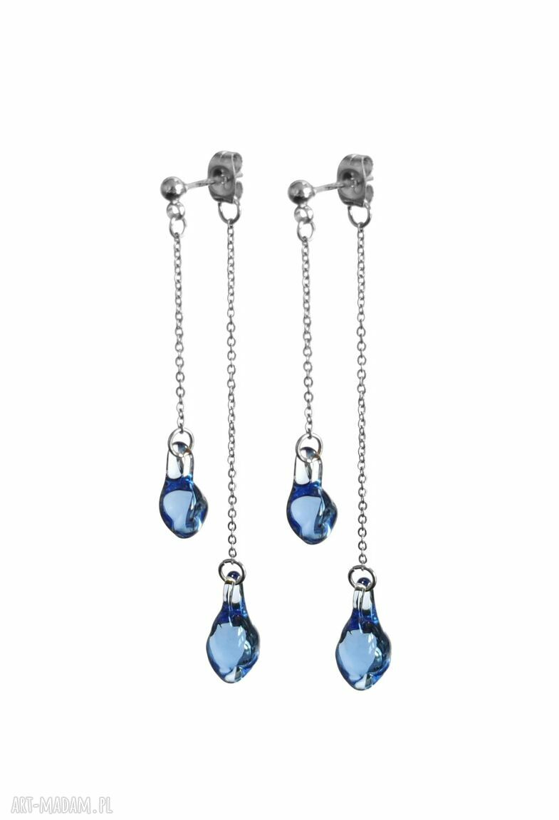 Szklane niebieskie kolczyki „Lumea” - dwie krople na sztyftach