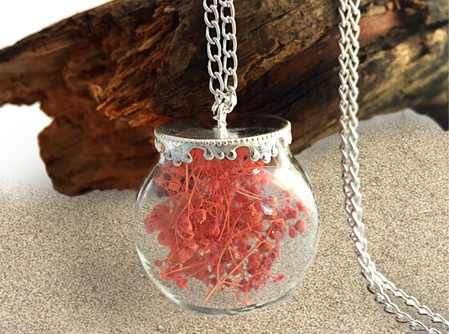 Łososiowy susz naszyjnik prawdziwymi kwiatami prawdziwe