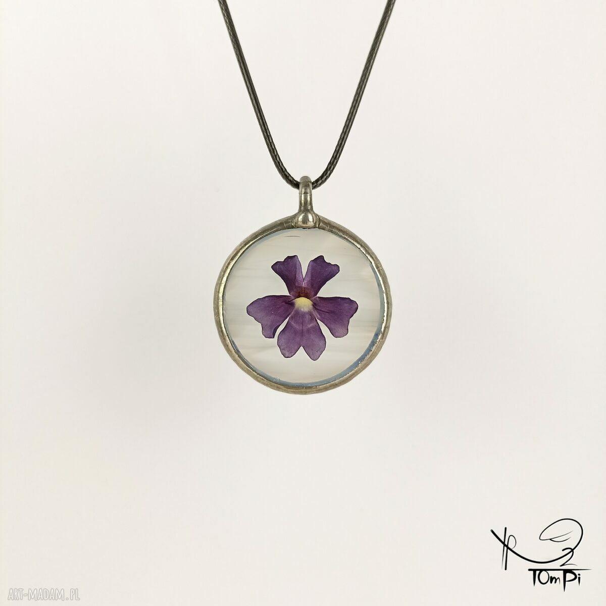 Okrągły szklany medalion Tiffany z werbeną (białawy)