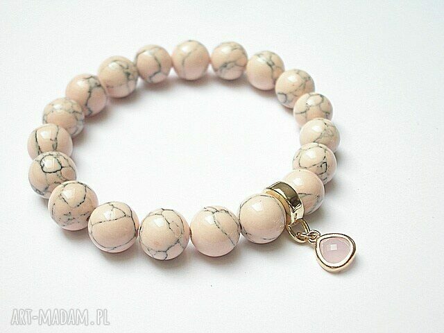 Mosaic rose howlit kamienie szkło pastelowa bransoletka wykonana