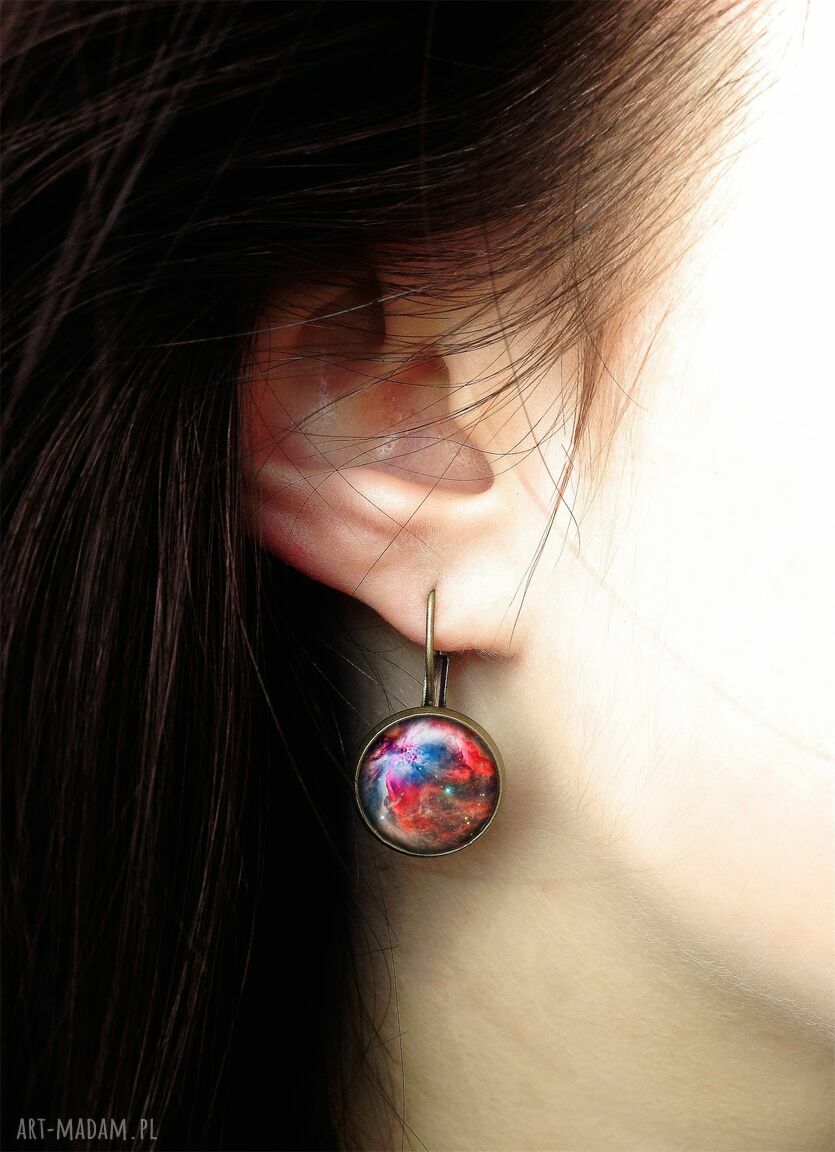 Kolczyki Szkocka krata - małe wiszące z powiększającym szkiełkiem