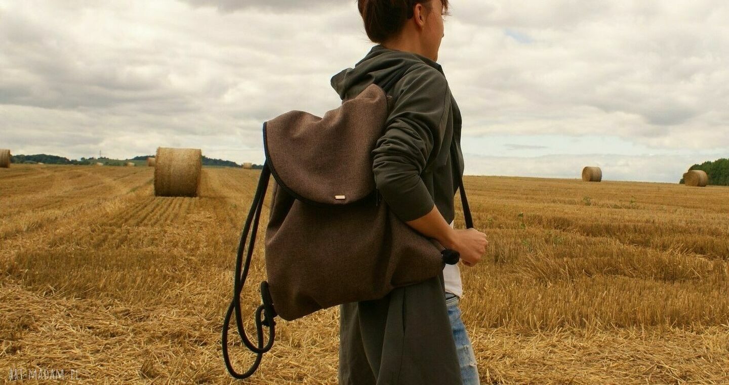 Plecak troczek brąz vegan boho szkoła podróż casual