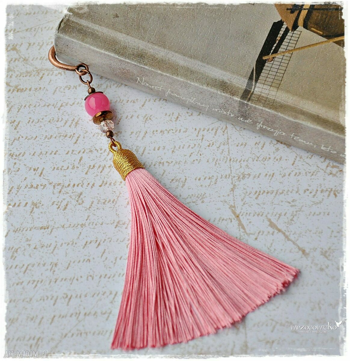 Handmade zakładka do książki z pięknym chwostem elegancki dodatek na prezent