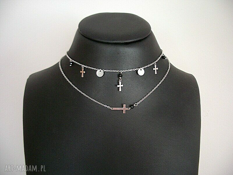 Choker ze stali szlachetnej z krzyżykiem i fasetowanym agatem 4 mm Alloys Collection Line Cross vol. 2
