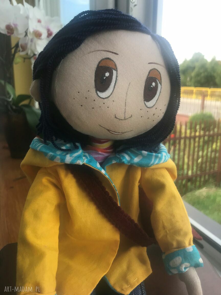 Lalka szmacianka Koralina - ręczne wykonanie na prezent, ok. 45 cm
