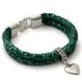 autorskie bransoletki emerald, snake strap with heart pendant