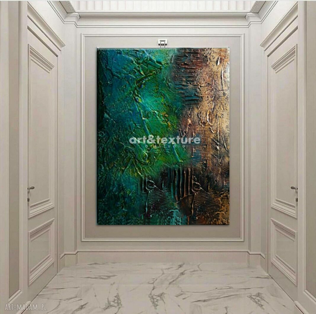 Szmaragdowe barwy - obraz na płótnie 100x150 cm (strukturalna dekoracja do salonu)