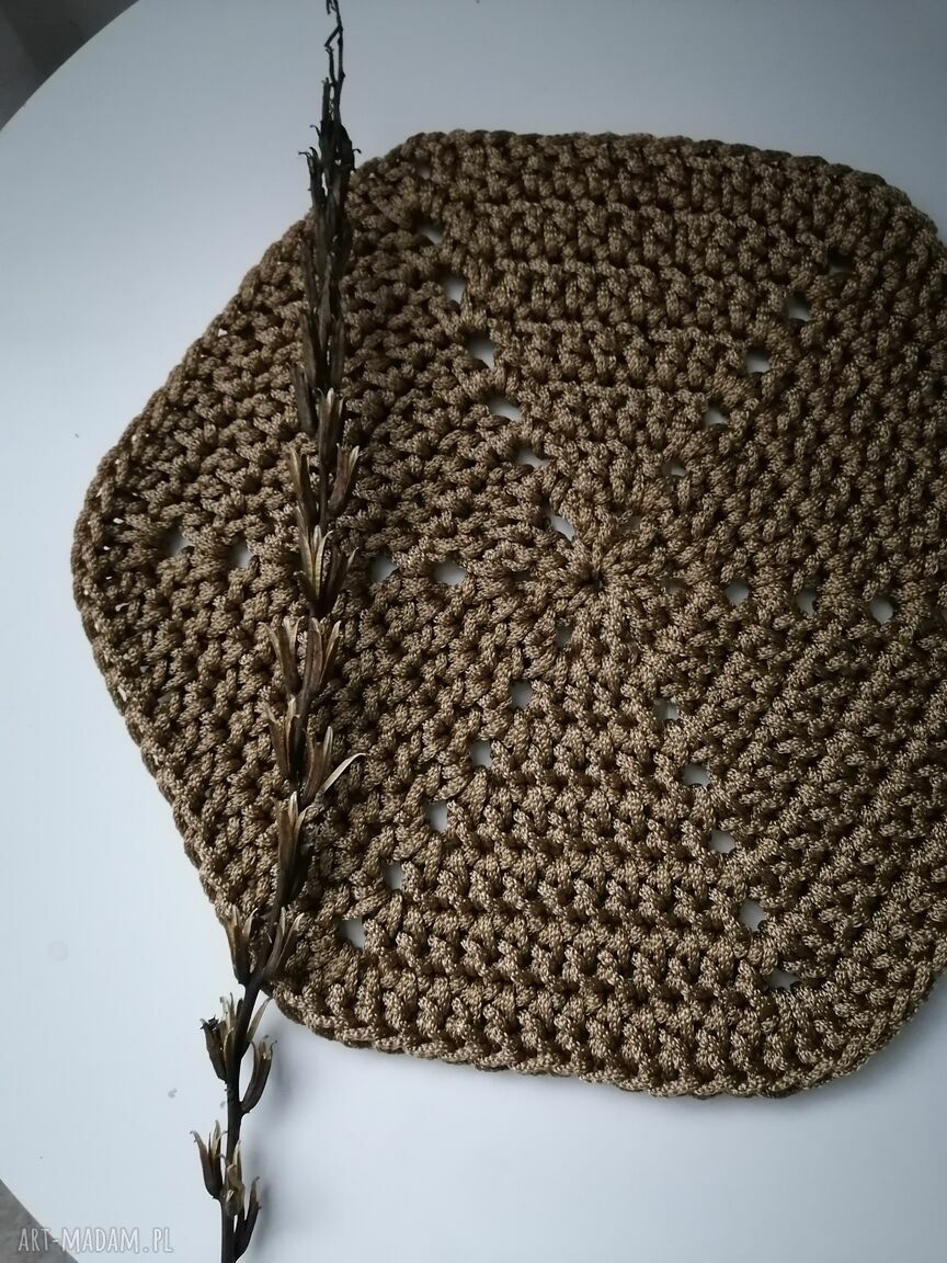 podkładki: Duże podkładki na stół komplet 4 sztuki ręcznie robione