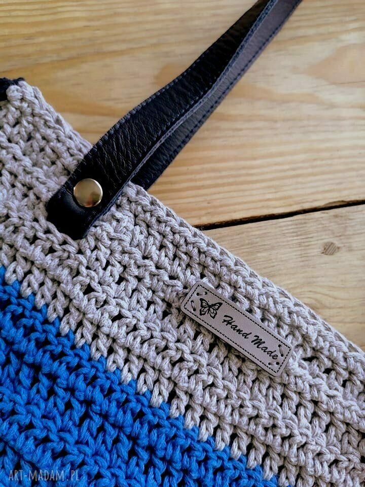 na ramię: Pasasta torba z bawełnianego sznurka ręcznie zrobione