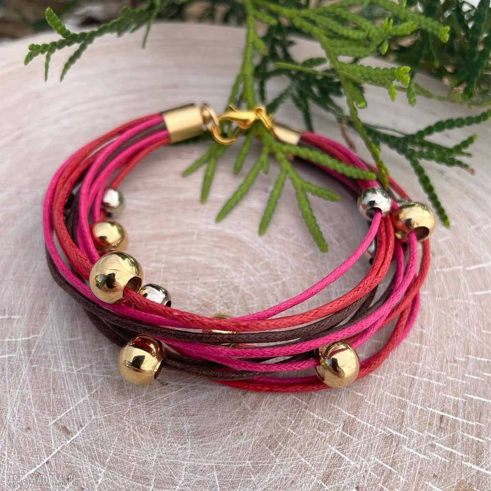 Sznurkowa bransoletka w odcieniach różu Herbarium Jewelry (ręcznie robiona)