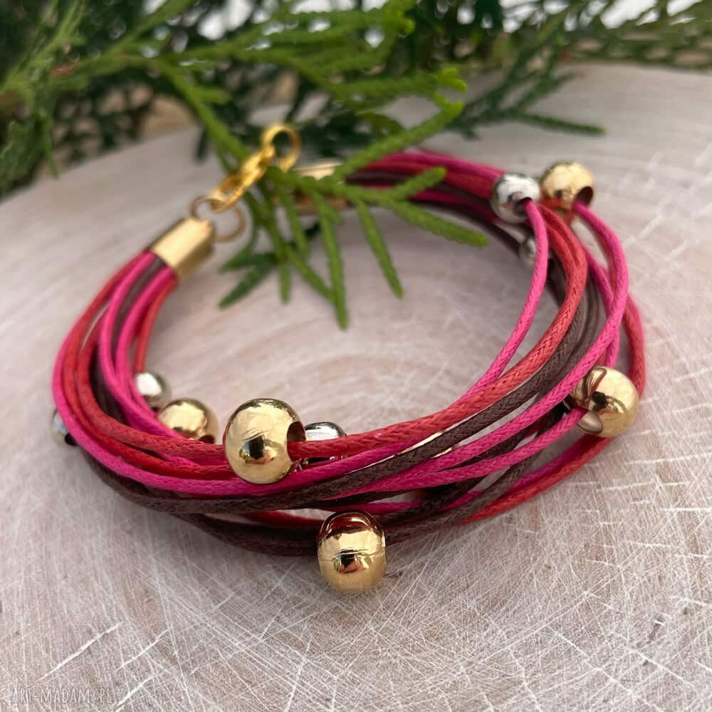 Sznurkowa bransoletka w odcieniach różu Herbarium Jewelry (ręcznie robiona)