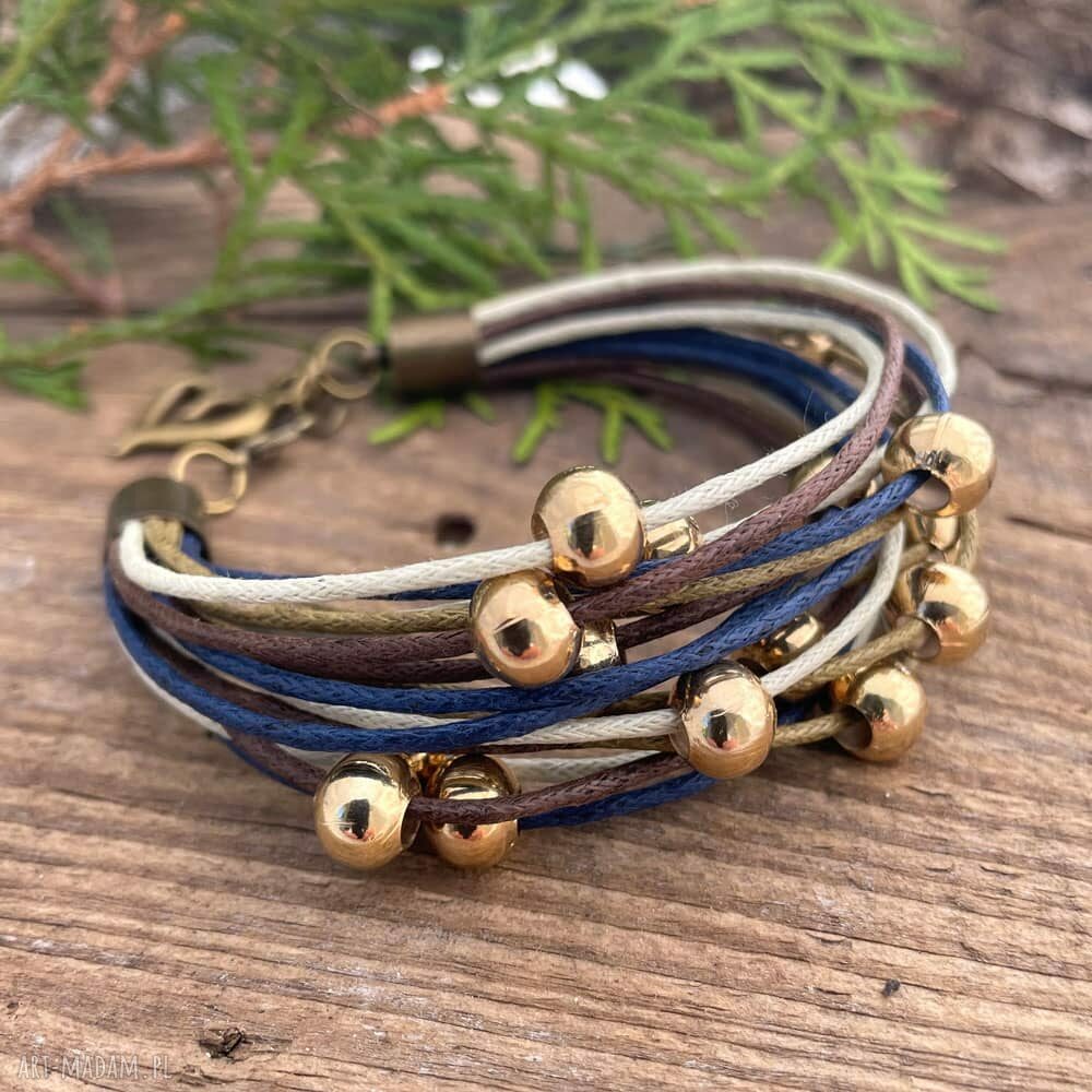 Sznurkowa bransoletka boho w odcieniach ziemi Herbarium Jewelry